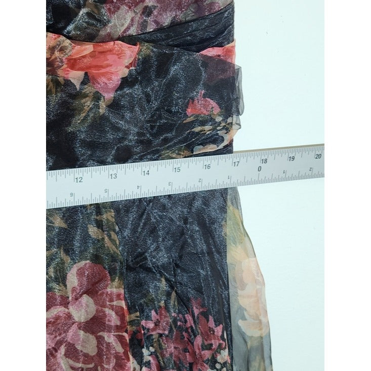 Lulus Black Floral One Shoulder Organza Formal Dress XL NWT Wedding Guest Dress