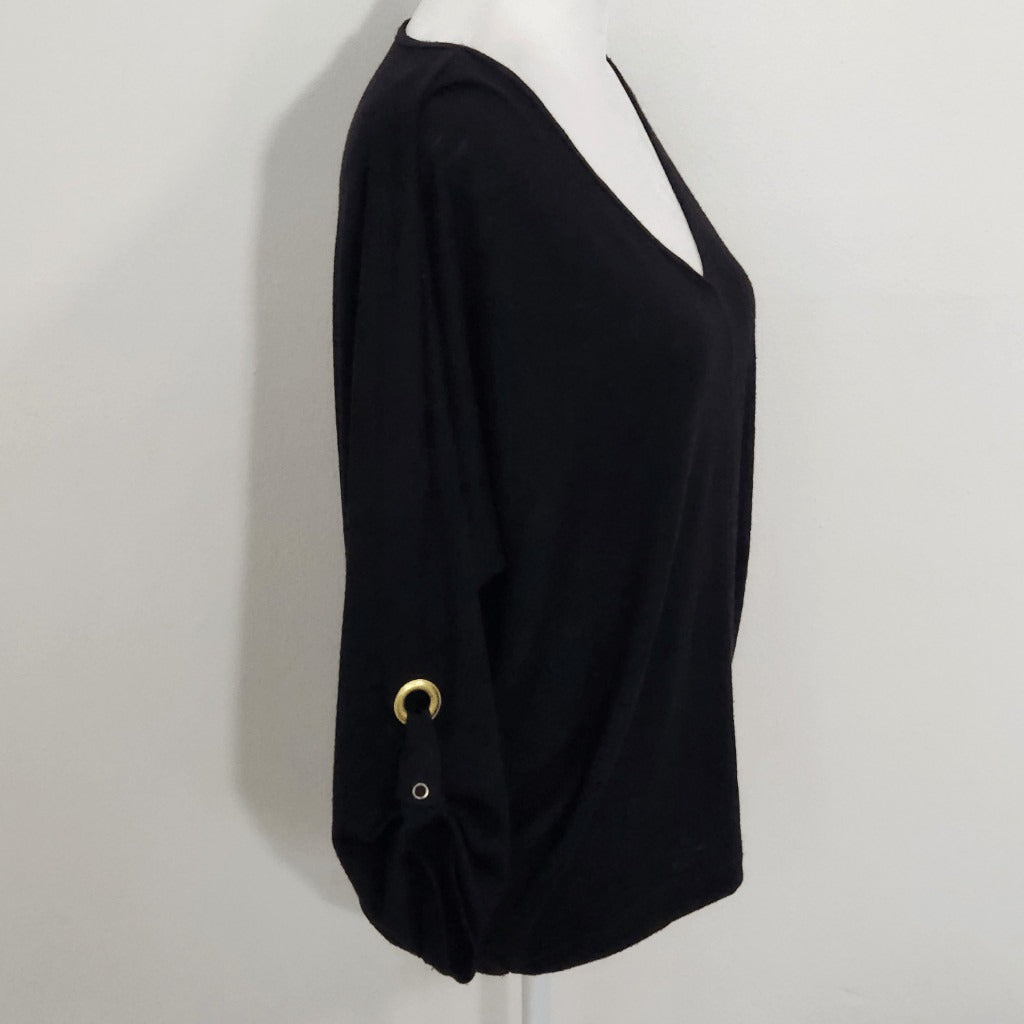 Ellen Tracy Black Knit Top Size Small Oversized Black Blouse