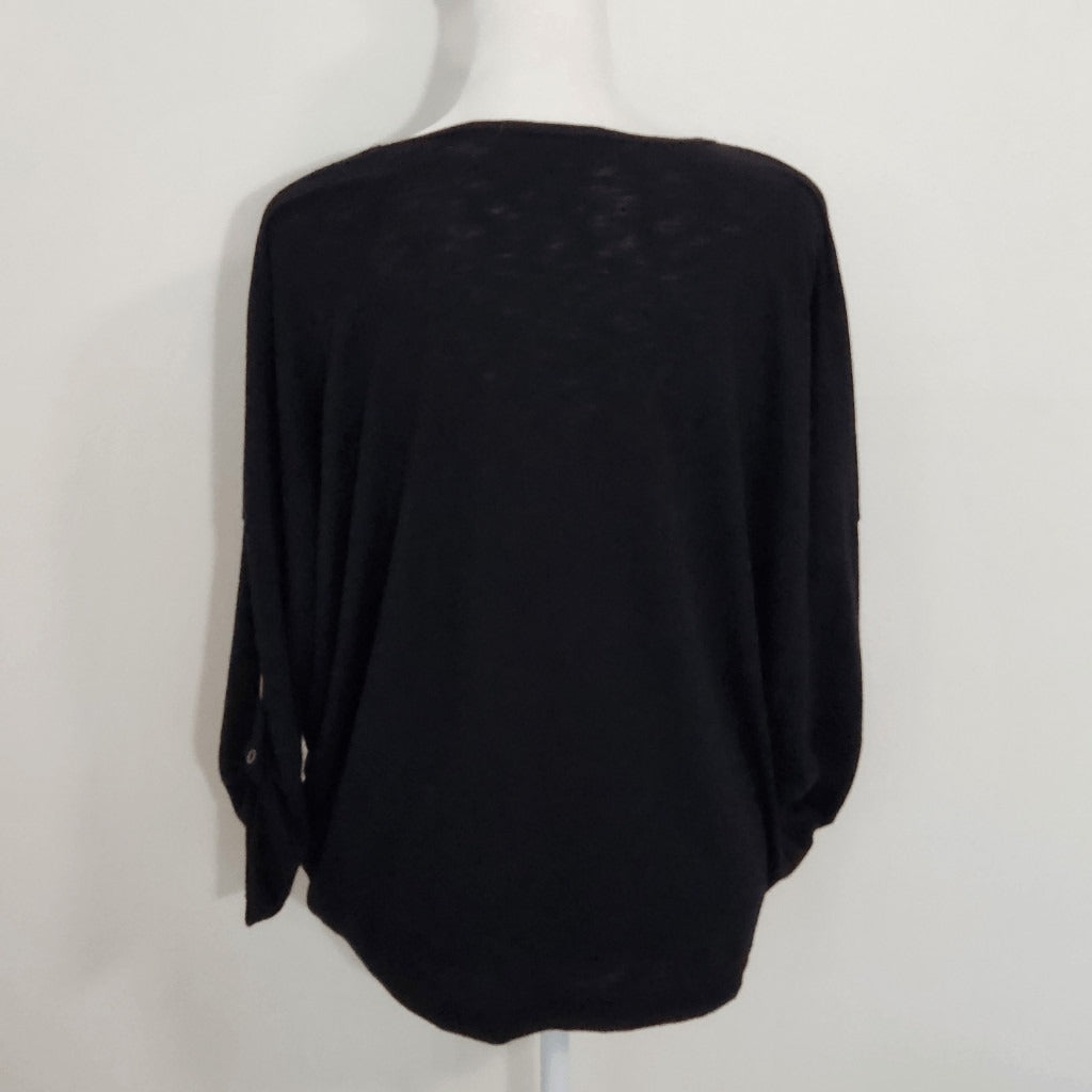 Ellen Tracy Black Knit Top Size Small Oversized Black Blouse