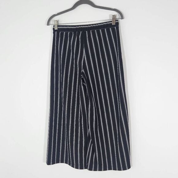 Hot Kiss Black and White Stripe Cropped Wide Leg Pants Size Medium New