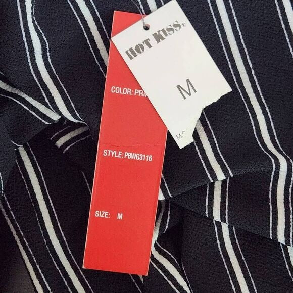 Hot Kiss Black and White Stripe Cropped Wide Leg Pants Size Medium New