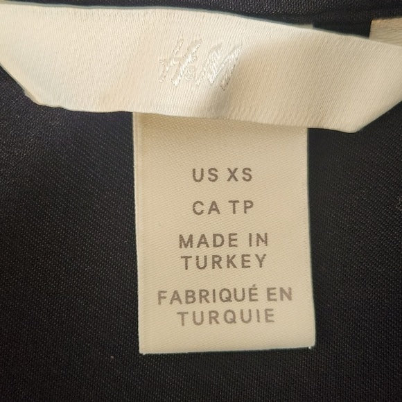 H&M Black Short Sleeve Button-Up Top Size XS