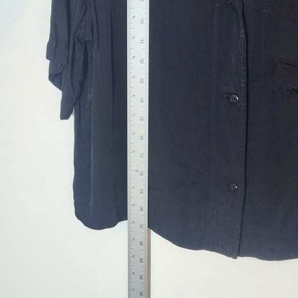 H&M Black Short Sleeve Button-Up Top Size XS