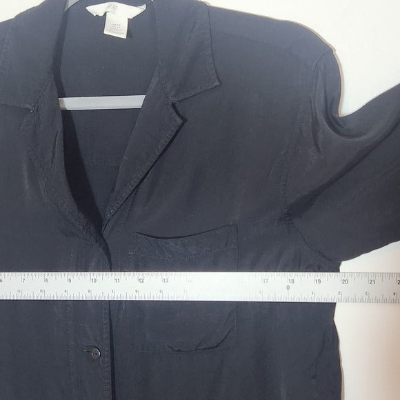 H&M Black Short Sleeve Button-Up Top Size XS