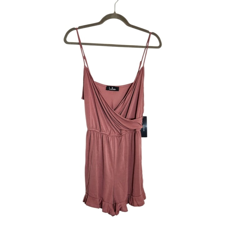 Lulus Rose Pink Sleeveless Romper with Ruffle Hem Size Medium NWT