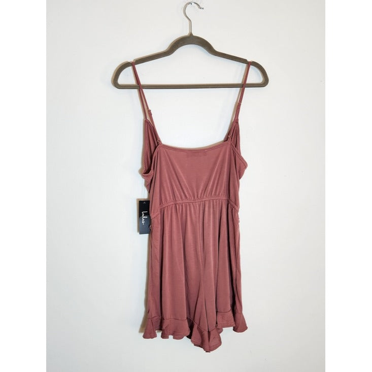 Lulus Rose Pink Sleeveless Romper with Ruffle Hem Size Medium NWT