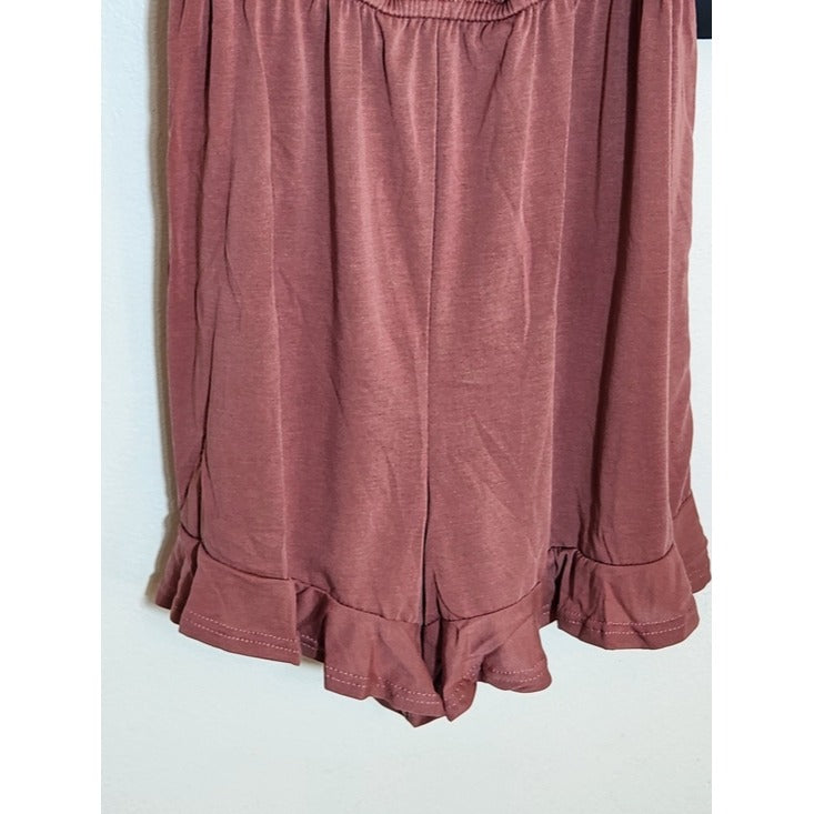 Lulus Rose Pink Sleeveless Romper with Ruffle Hem Size Medium NWT