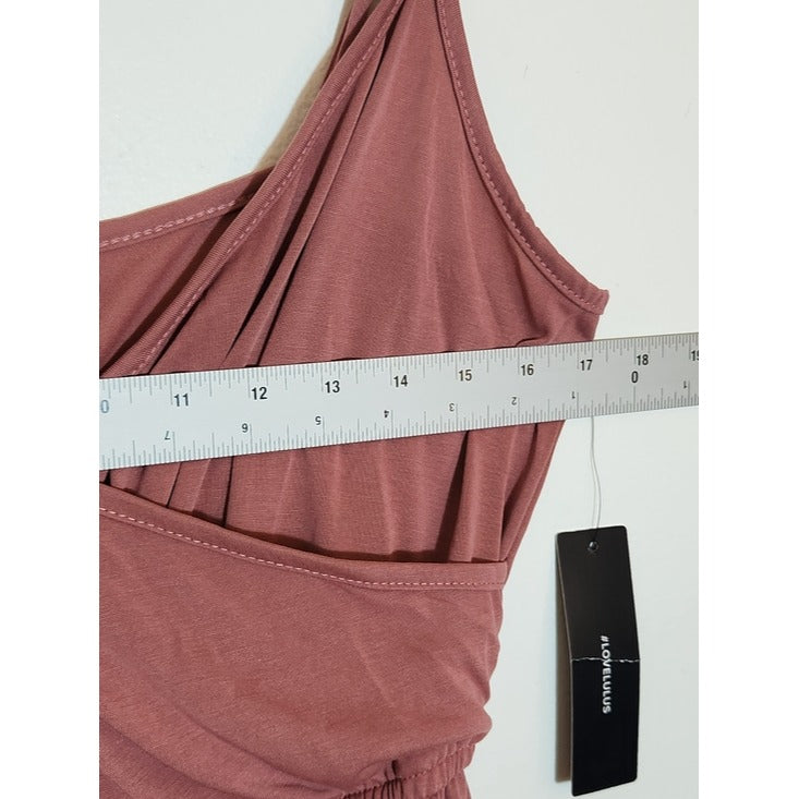 Lulus Rose Pink Sleeveless Romper with Ruffle Hem Size Medium NWT