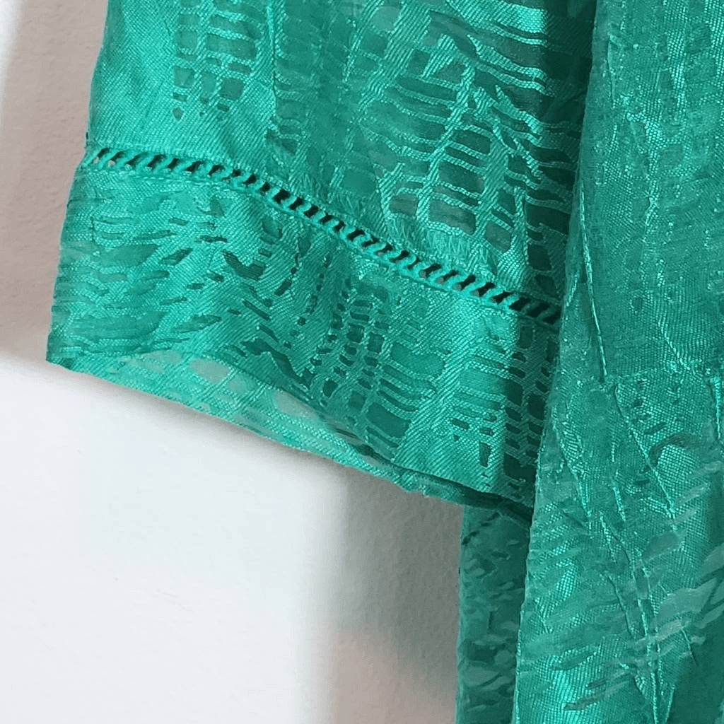 Ruby Rd. Jade Green Button Down Shirt Size 18 Sheer Green Blouse