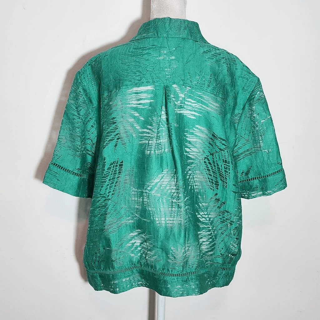 Ruby Rd. Jade Green Button Down Shirt Size 18 Sheer Green Blouse