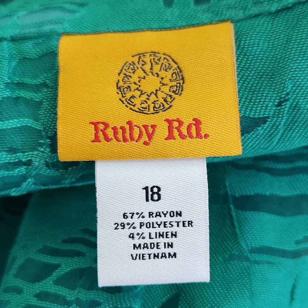Ruby Rd. Jade Green Button Down Shirt Size 18 Sheer Green Blouse