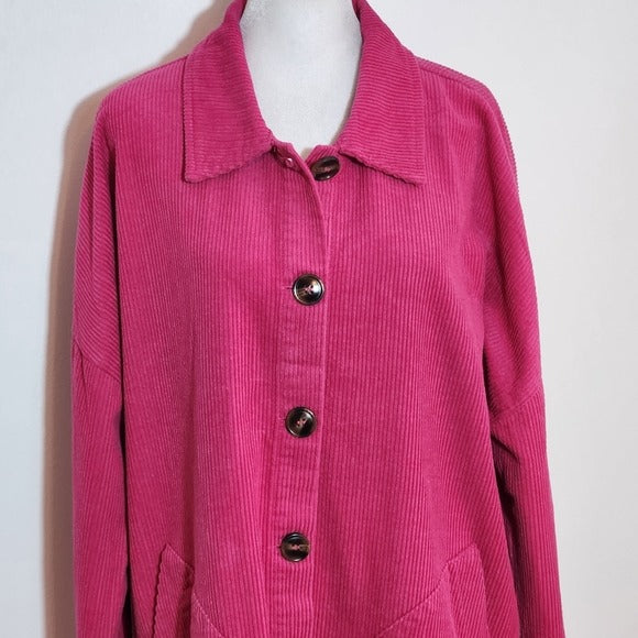 Umgee Hot Pink Oversized Long Shacket Size Small New