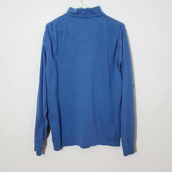 Peter Millar Men's Blue Quarter-Zip Sweater Size Large Blue Preppy Golf Sweater
