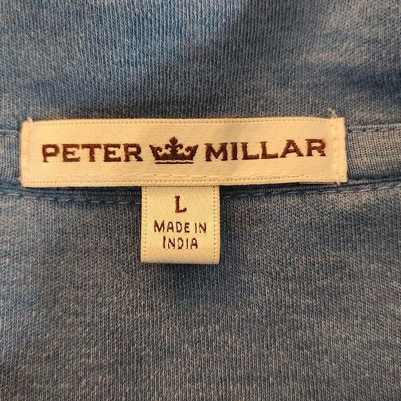 Peter Millar Men's Blue Quarter-Zip Sweater Size Large Blue Preppy Golf Sweater