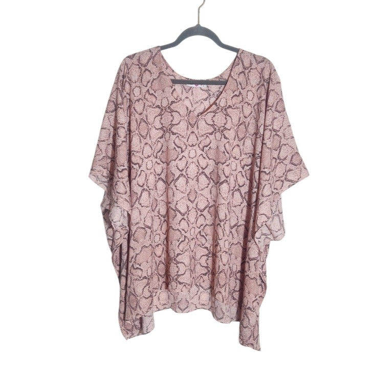 Buddy Love Pink Snakeskin Print Poncho Top Size Large
