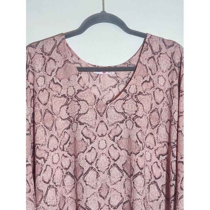 Buddy Love Pink Snakeskin Print Poncho Top Size Large