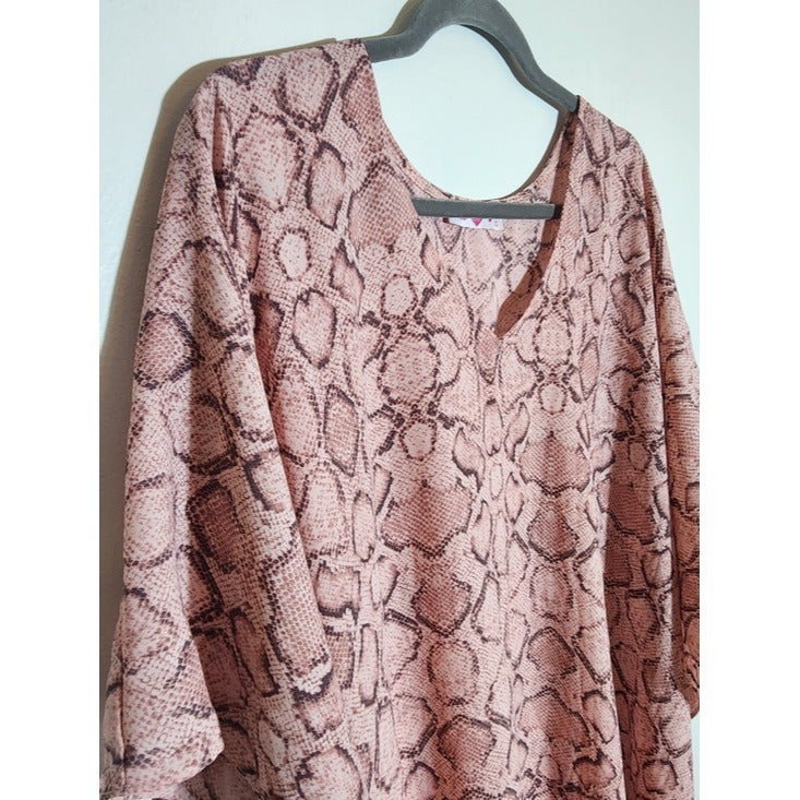 Buddy Love Pink Snakeskin Print Poncho Top Size Large