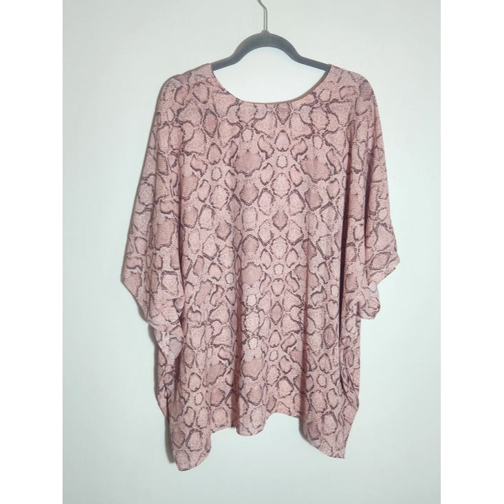 Buddy Love Pink Snakeskin Print Poncho Top Size Large