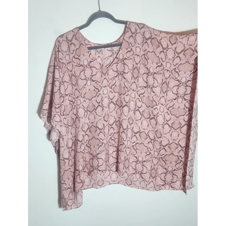 Buddy Love Pink Snakeskin Print Poncho Top Size Large