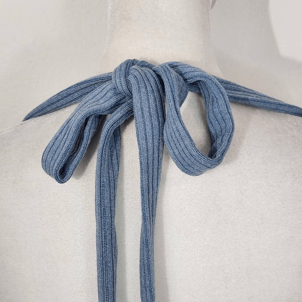 WeWoreWhat Blue Halter Crop Top Size Medium NWT Tie Neck Halter Top