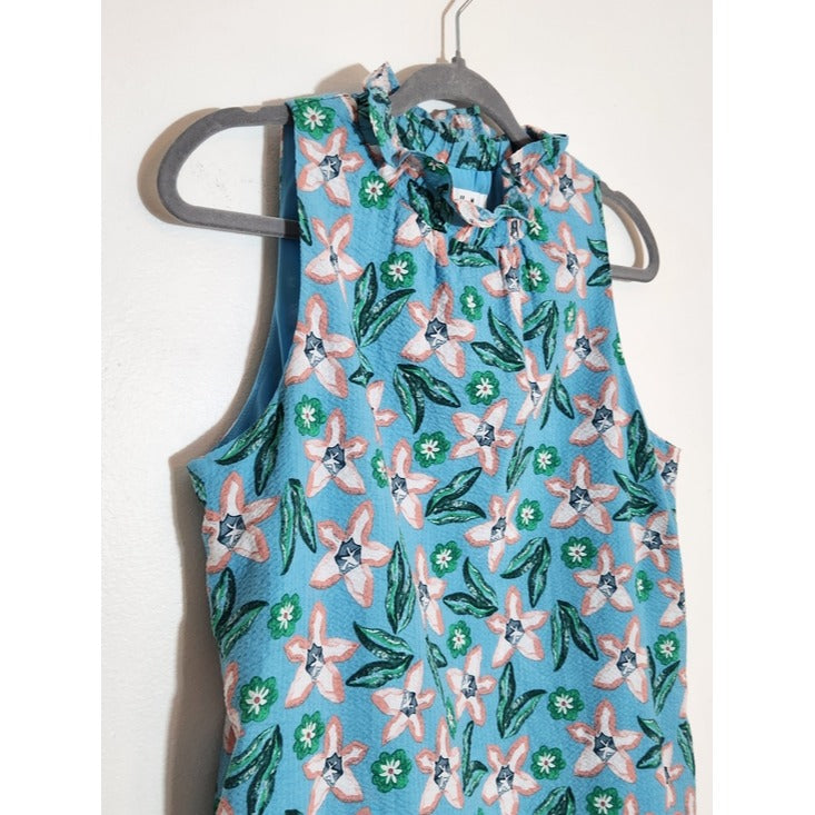 THML Blue and Pink Floral Sleeveless Mini Dress Size Small Wedding Guest Dress