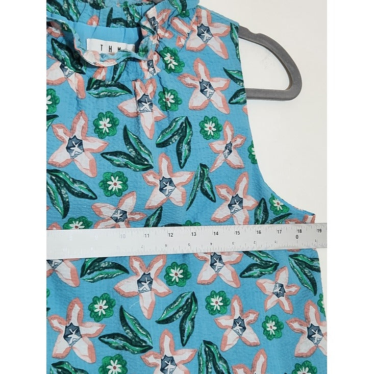 THML Blue and Pink Floral Sleeveless Mini Dress Size Small Wedding Guest Dress