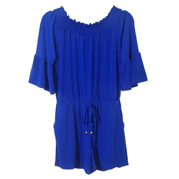 Cupio Cobalt Blue Off-the-Shoulder Romper Size Small