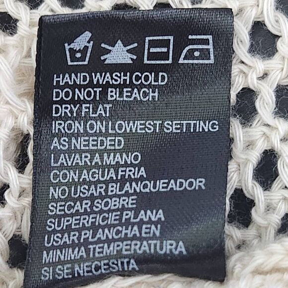 Perceptions Cream Open Knit Short Sleeve Cardigan Size Large Cream Knit Cardigan