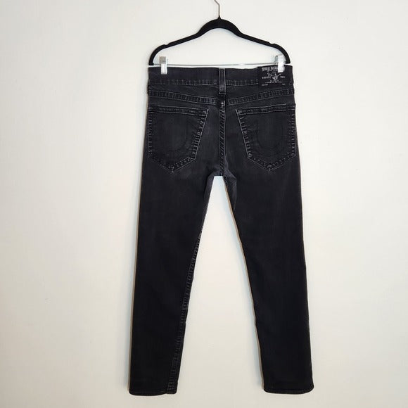 True Religion Mens Black Slim Fit Jeans Size 34