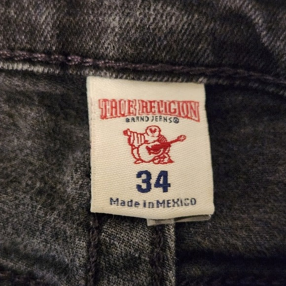 True Religion Mens Black Slim Fit Jeans Size 34