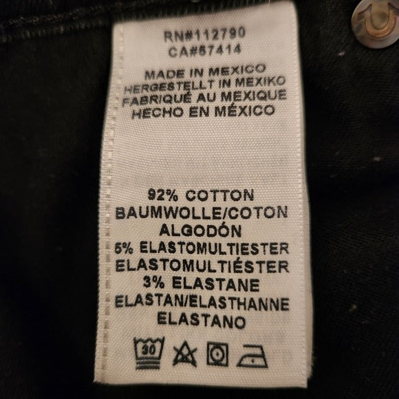 True Religion Mens Black Slim Fit Jeans Size 34