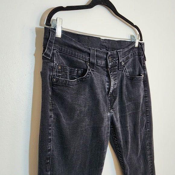 True Religion Mens Black Slim Fit Jeans Size 34