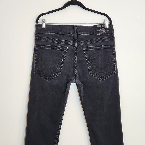 True Religion Mens Black Slim Fit Jeans Size 34