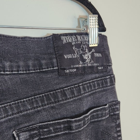 True Religion Mens Black Slim Fit Jeans Size 34
