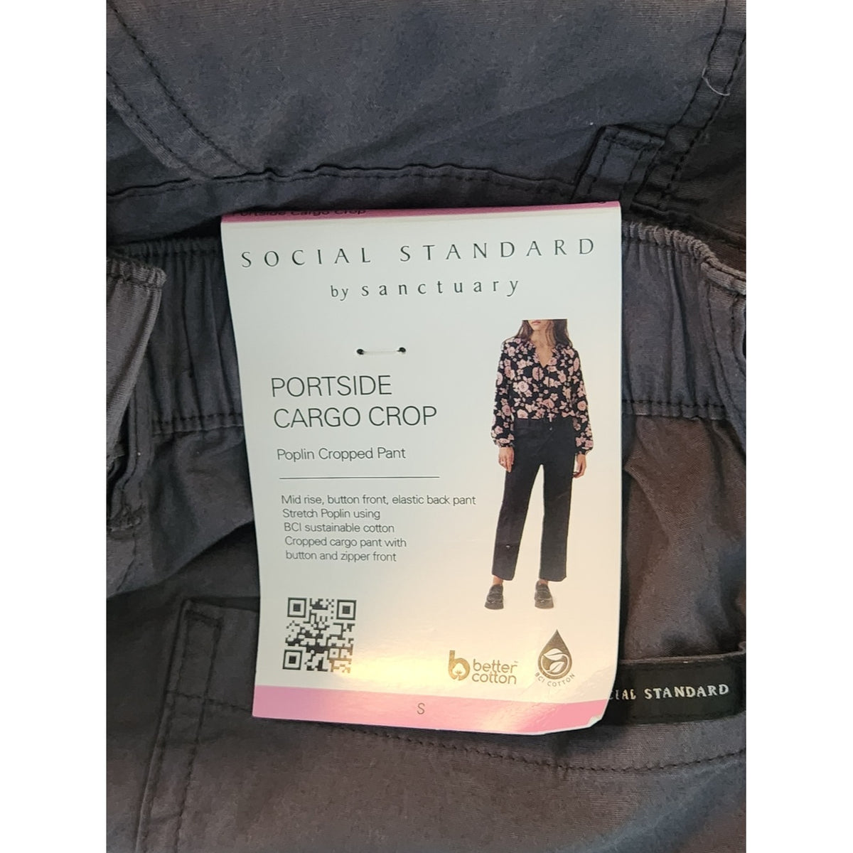 Social Standard by Sanctuary Washed Black Cropped Cargo Pants NWT Size Small