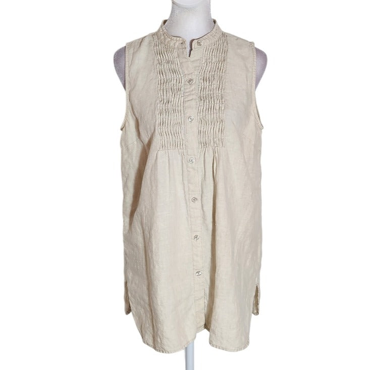 Michael Kors Beige Linen Sleeveless Button-Up Blouse Size Medium