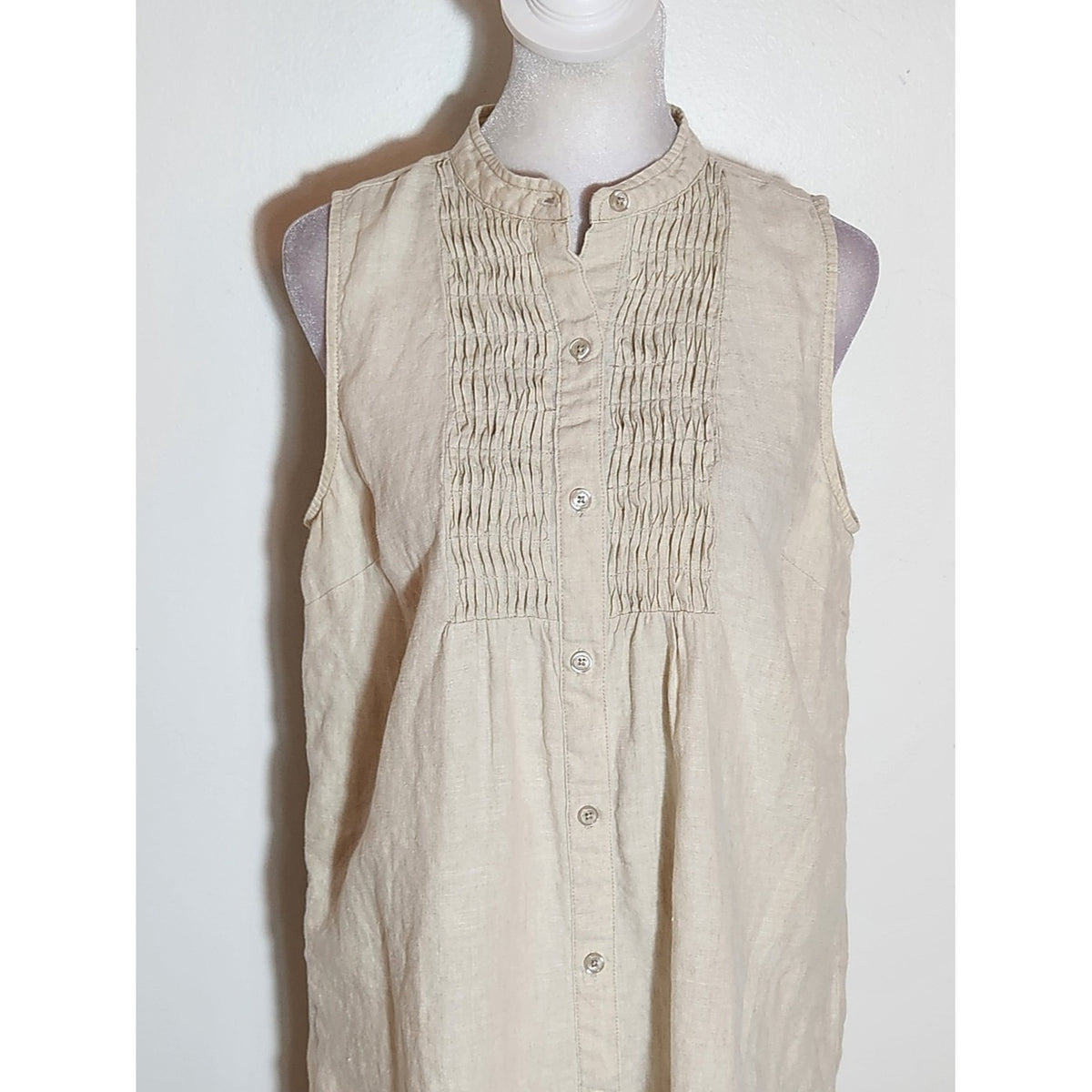 Michael Kors Beige Linen Sleeveless Button-Up Blouse Size Medium