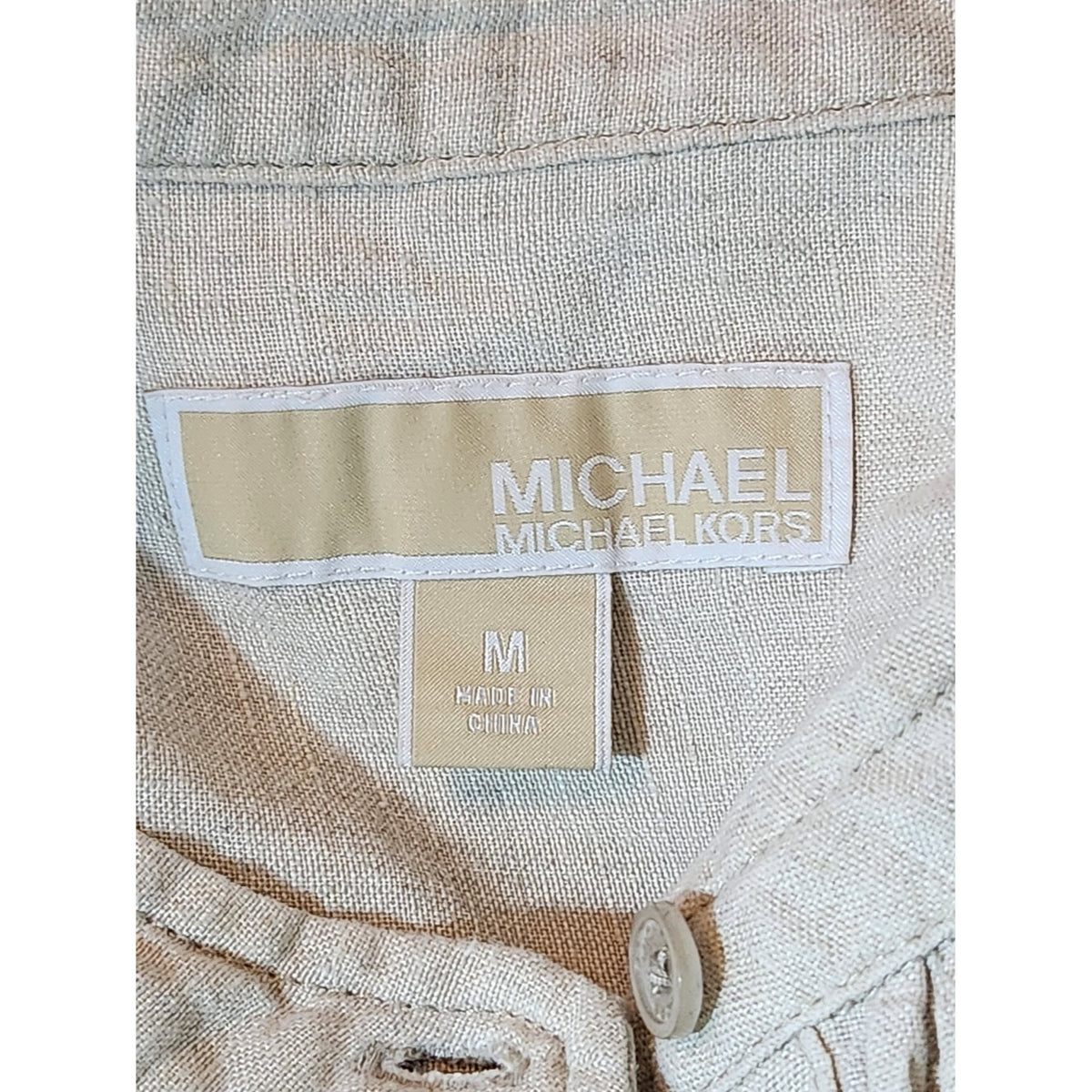 Michael Kors Beige Linen Sleeveless Button-Up Blouse Size Medium