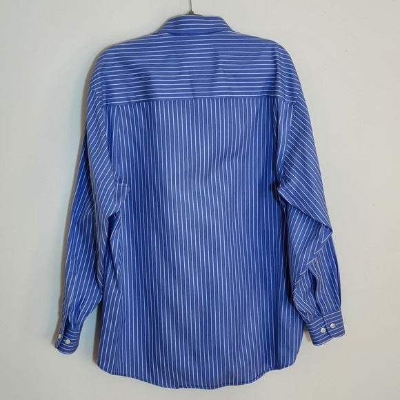 Alex Cannon Blue Striped Dress Shirt Size Large
