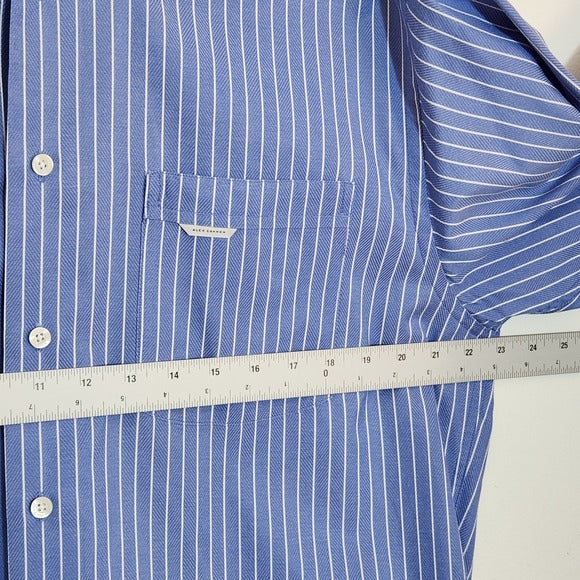 Alex Cannon Blue Striped Dress Shirt Size Large