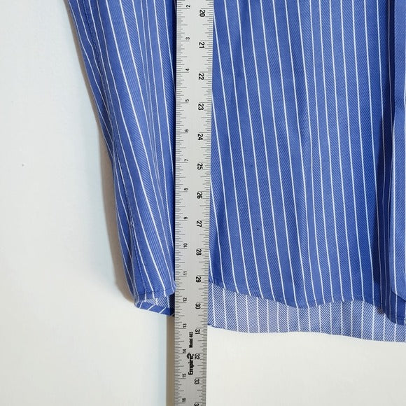 Alex Cannon Blue Striped Dress Shirt Size Large