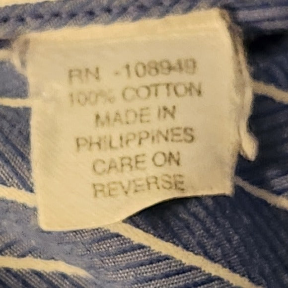 Alex Cannon Blue Striped Dress Shirt Size Large