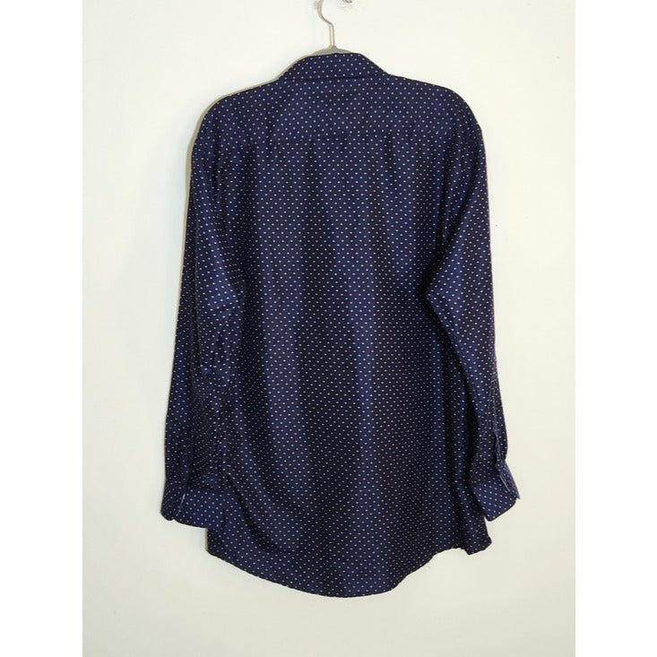 Nine West Mens Navy and Red Diamond Print Button-up Shirt Size XL 17-17.5 36-37