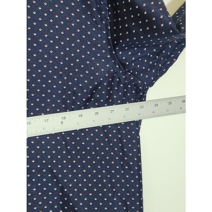 Nine West Mens Navy and Red Diamond Print Button-up Shirt Size XL 17-17.5 36-37