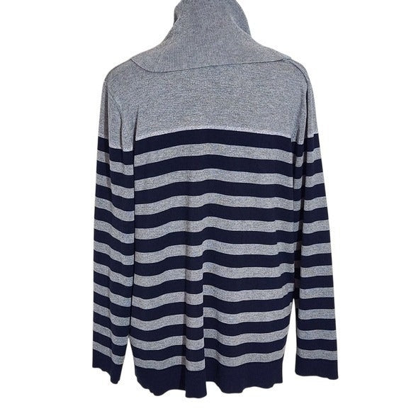Calvin Klein Striped Gray and Black Cowl Neck Sweater Size Large