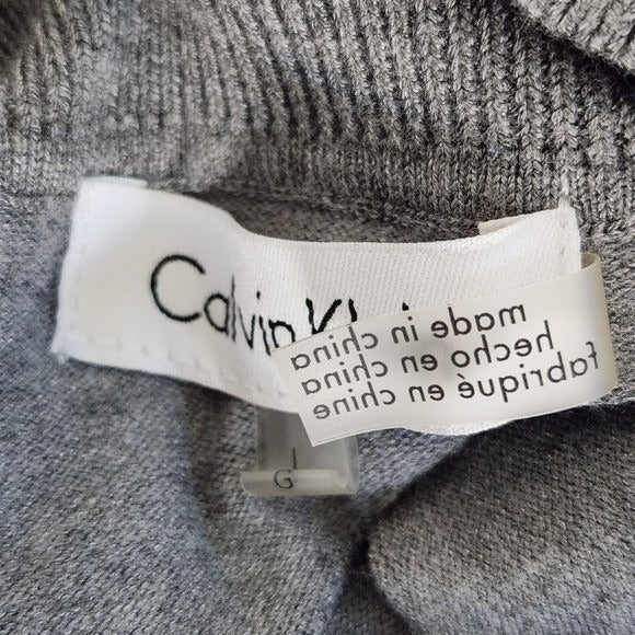 Calvin Klein Striped Gray and Black Cowl Neck Sweater Size Large