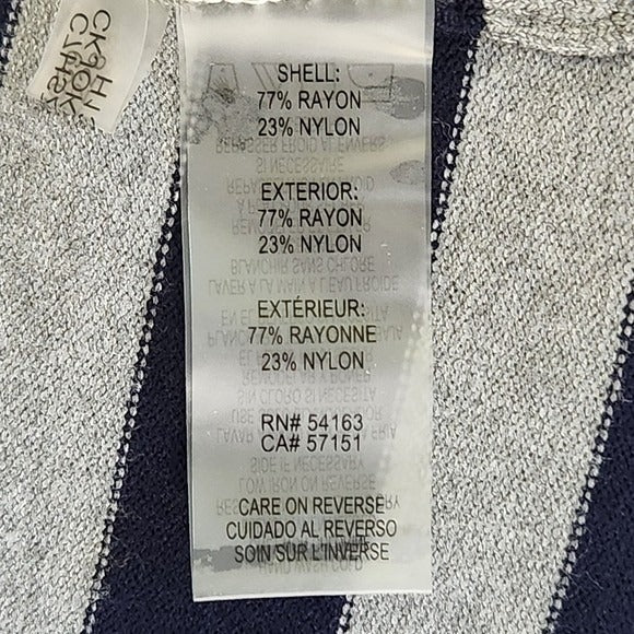 Calvin Klein Striped Gray and Black Cowl Neck Sweater Size Large