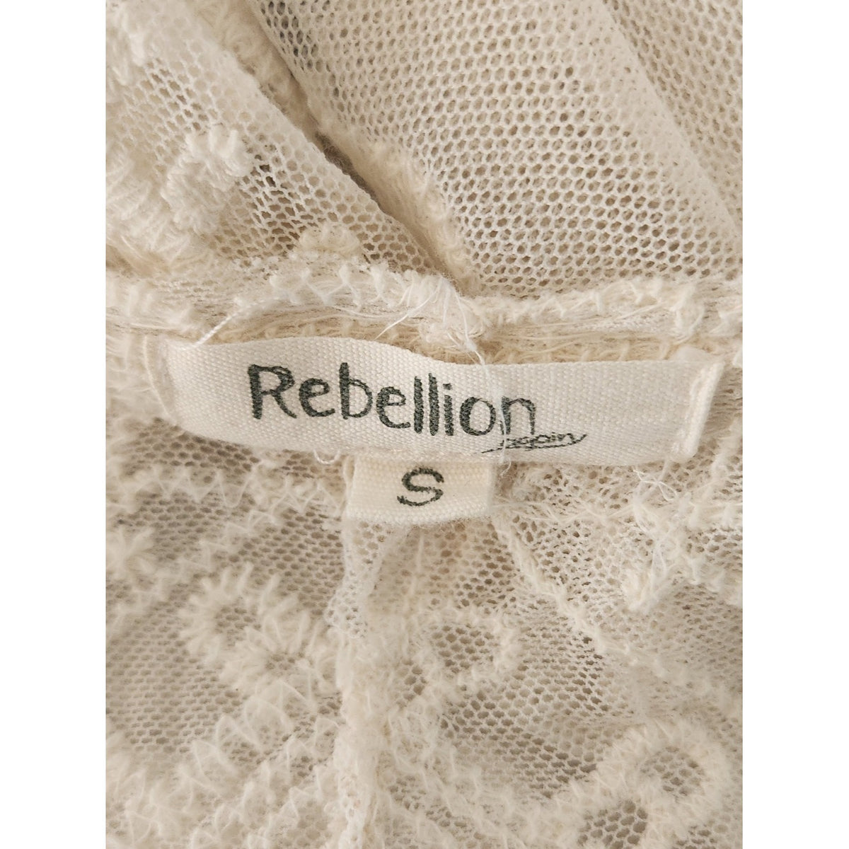Rebellion Again Cream Sheer Crochet Lace Boho Kimono Size Small