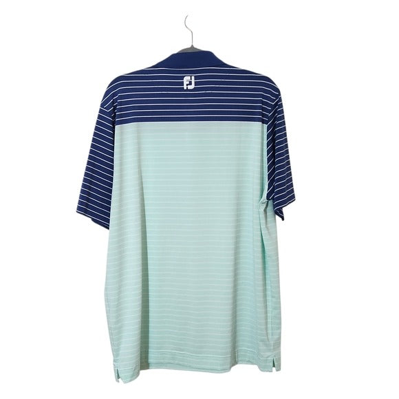 FootJoy Men's Blue and Aqua Striped Golf Polo Shirt Size XL
