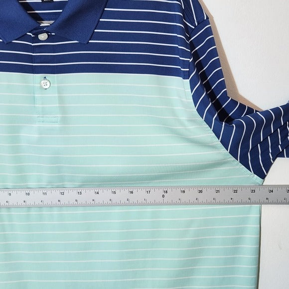 FootJoy Men's Blue and Aqua Striped Golf Polo Shirt Size XL